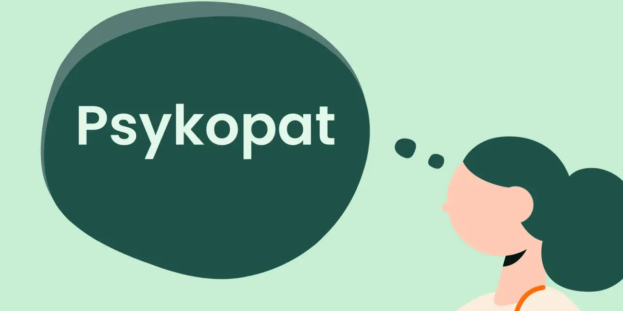 En person funderar på hur man hanterar en psykopat. Tankebubblan visar ordet "Psykopat".