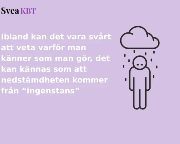 En person står under ett regnigt moln. Texten beskriver hur svårt det kan vara att förstå nedstämdhetens dystymi orsaker.