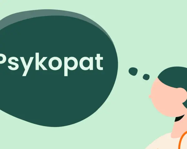 En person funderar på hur man hanterar en psykopat. Tankebubblan visar ordet "Psykopat".
