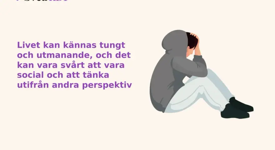 En person sitter hopkrupen, med händerna över huvudet, en bild som kan symbolisera emotionella stress symptom.