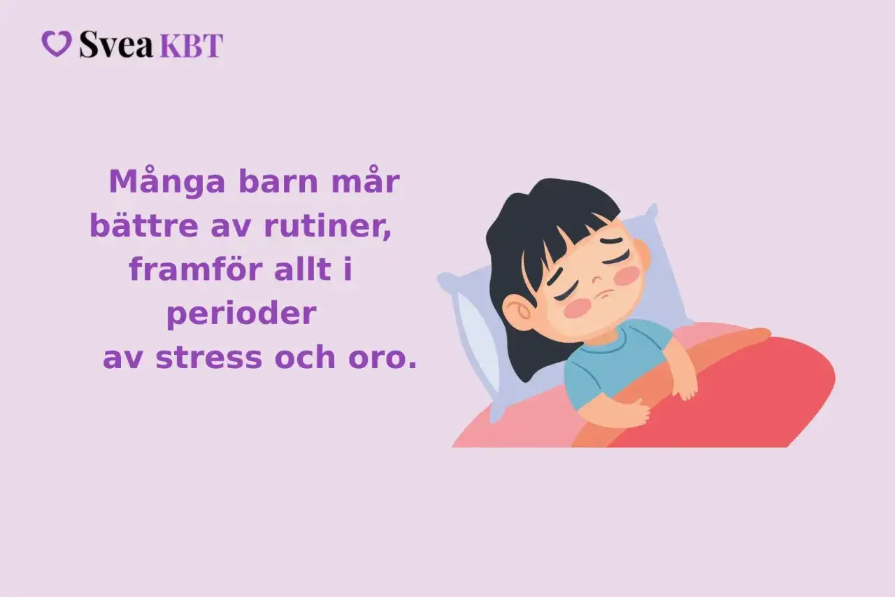 Ett barn med social &aring;ngest ligger oroligt i s&auml;ngen. Rutiner kan hj&auml;lpa barn att m&aring; b&auml;ttre vid stress.